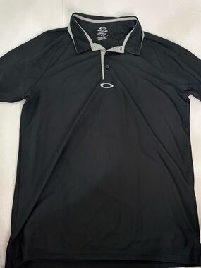 Oakley Black Polo with Gray Trim Performance Shirt